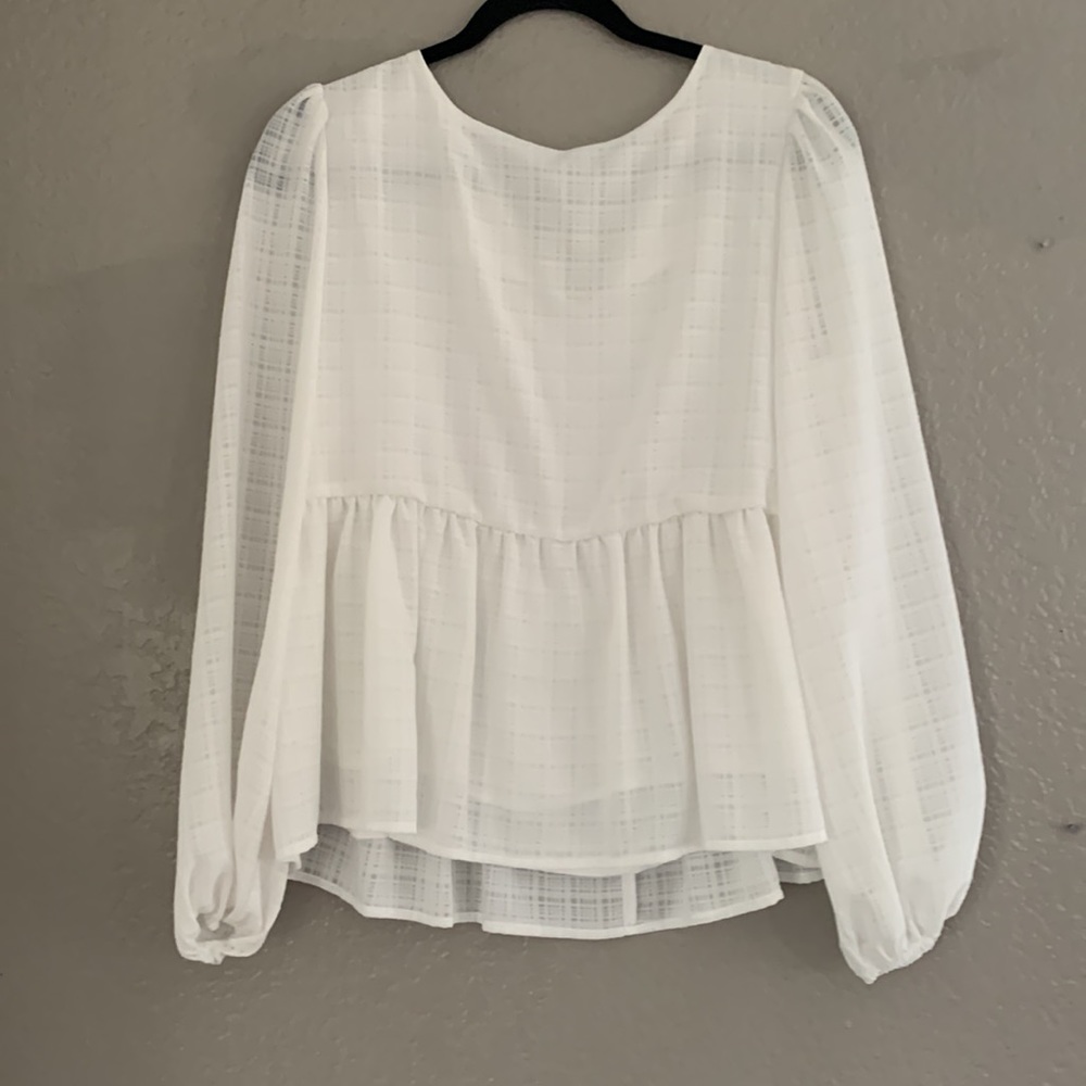 White Sheer Peplum Too